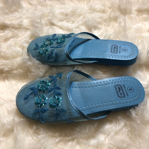 🆕New Blue Slides Flat Slippers - Picture 8 of 11